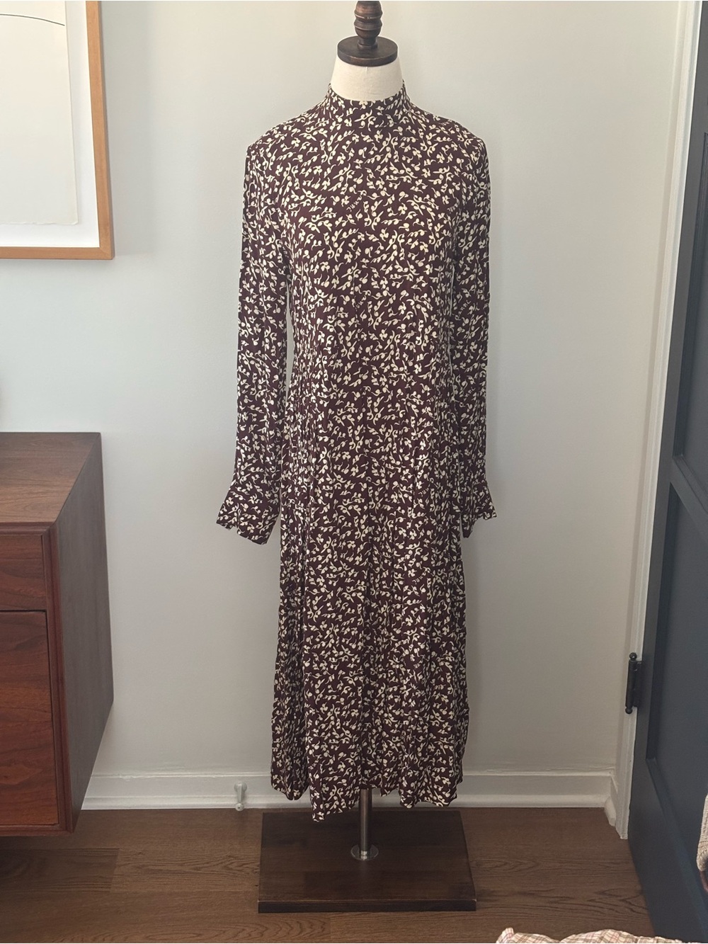 Ganni Brown and Cream Floral Maxi Dress
